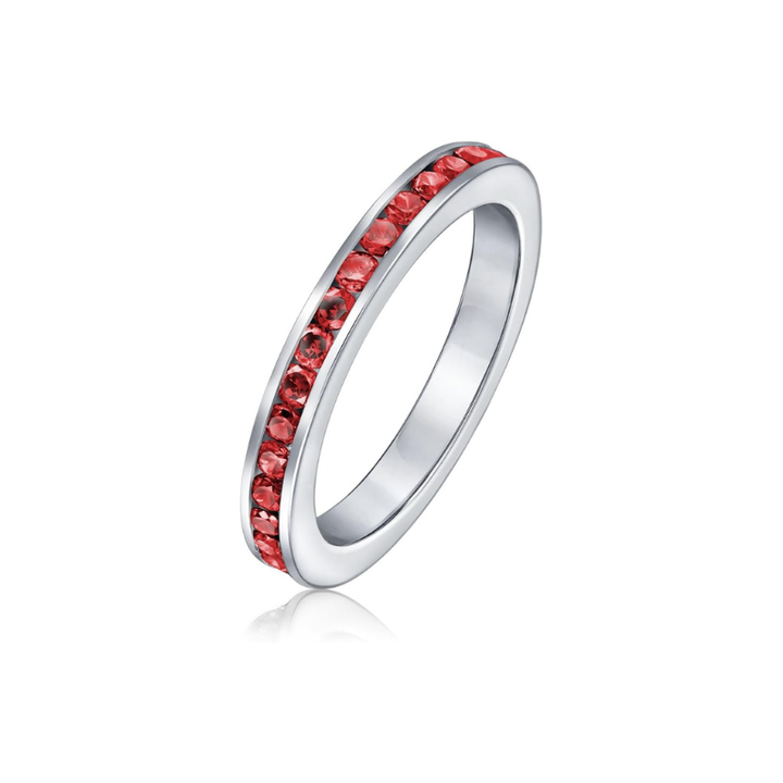 Anillo banda eternidad de rubí | Oro blanco