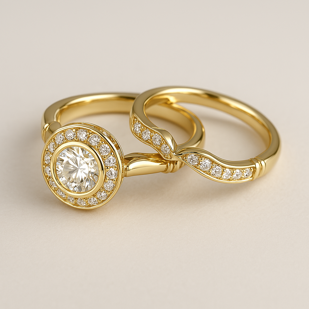 Pack de anillos vintage de oro y circonita