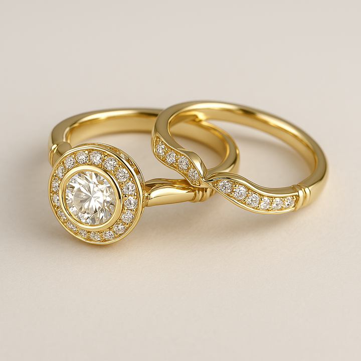 Pack de anillos vintage de oro y circonita