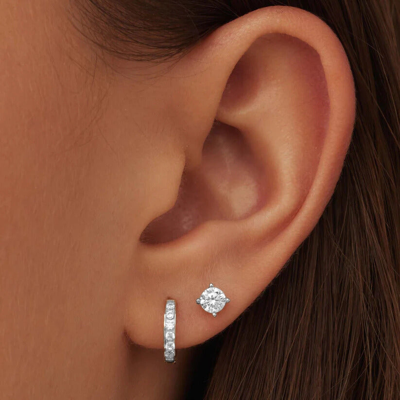 Set de pendientes de piedra Dara Brillane | Oro blanco