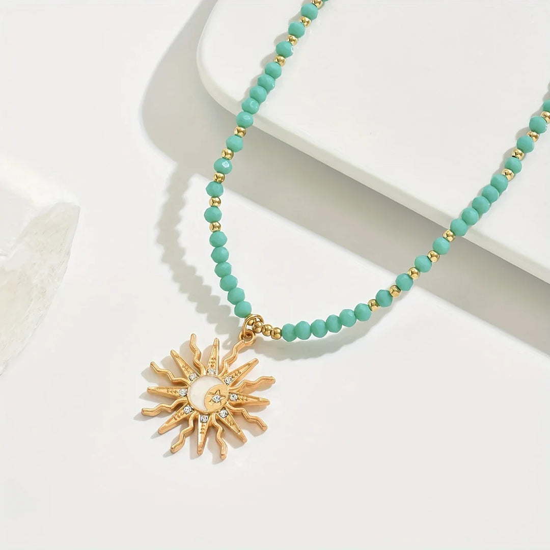 Collar Sol Dorado con Estilo Bohemio Impermeable