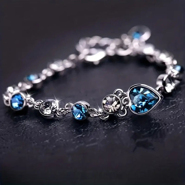 Pulsera brillo Ocean Heart | Oro blanco