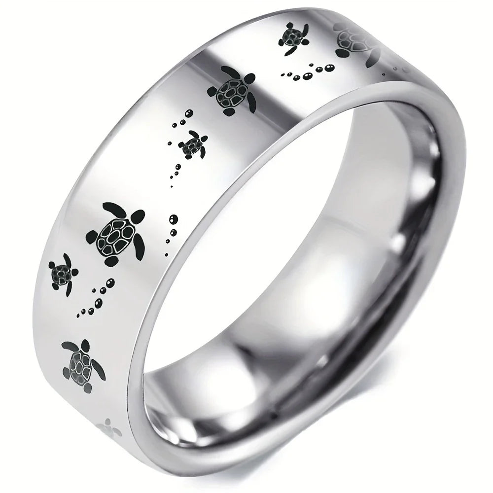 Anillo Elegante Tortuga Marina en Plata