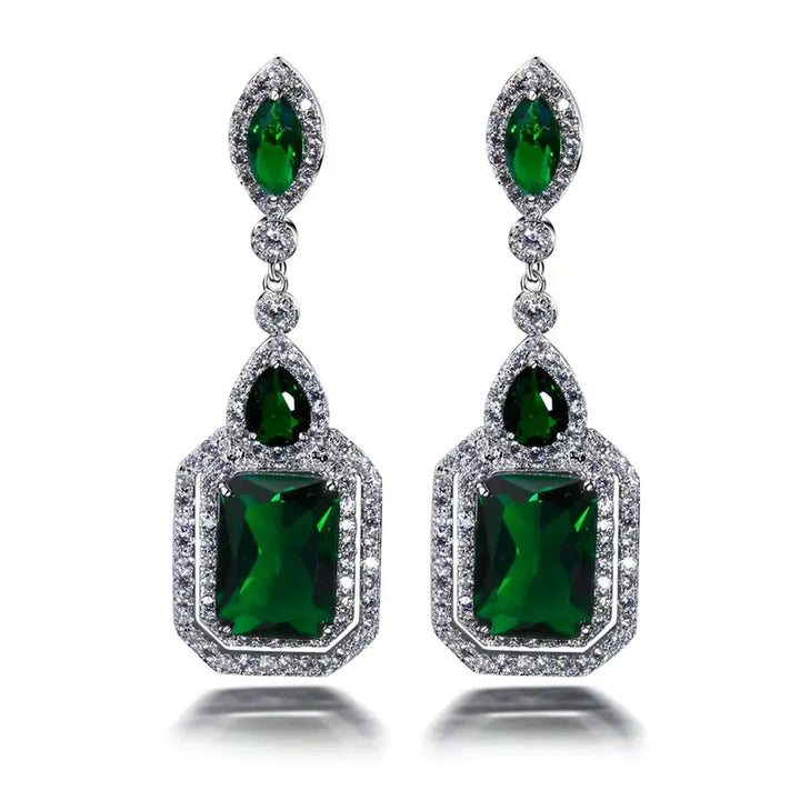 Pendientes Clarion Verdancia | Oro blanco