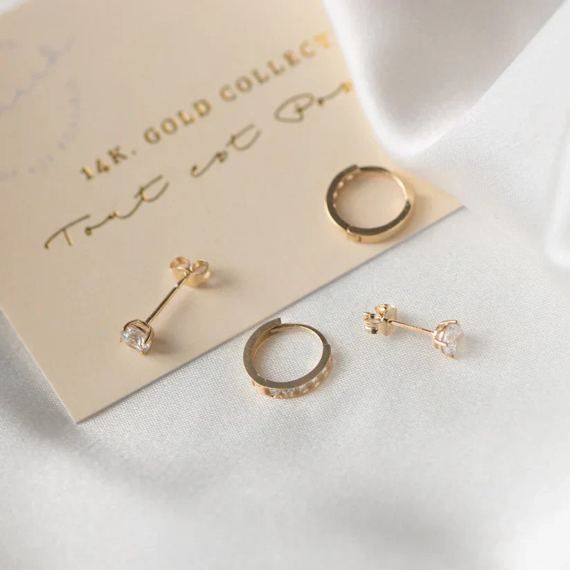Set de Pendientes de Piedra Dara Brillane | Dorado