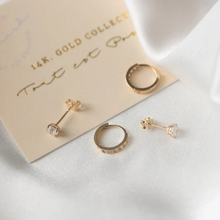 Set de Pendientes de Piedra Dara Brillane | Dorado