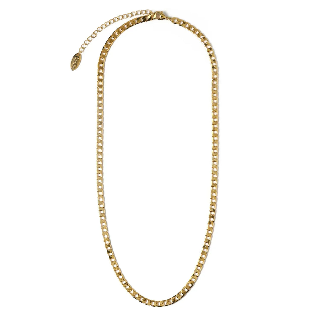 Collar de Cadena Curb de Eslabones Planos | Dorado