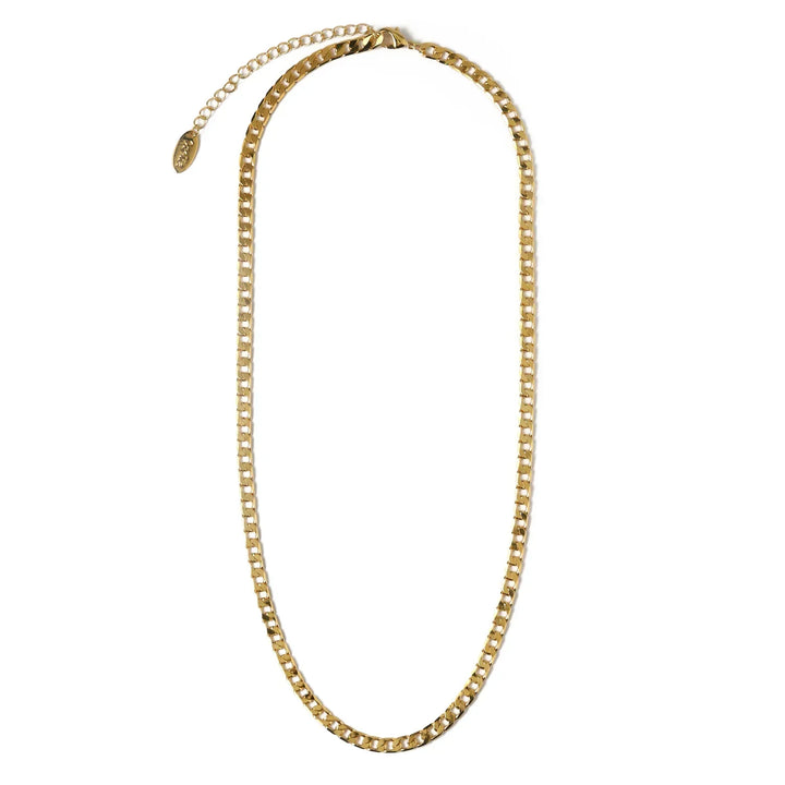 Collar de Cadena Curb de Eslabones Planos | Dorado