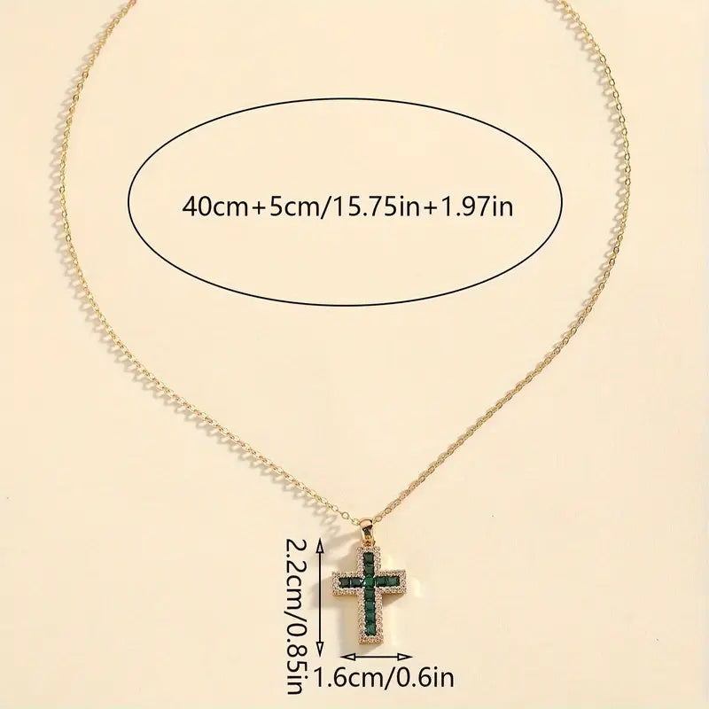 Collar con colgante cruz de esmeralda Solene | Oro