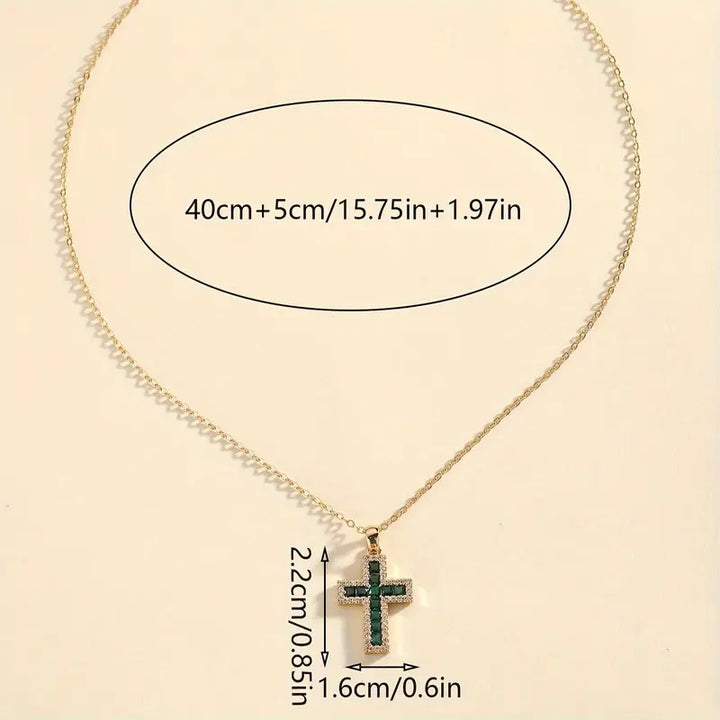 Collar con colgante cruz de esmeralda Solene | Oro