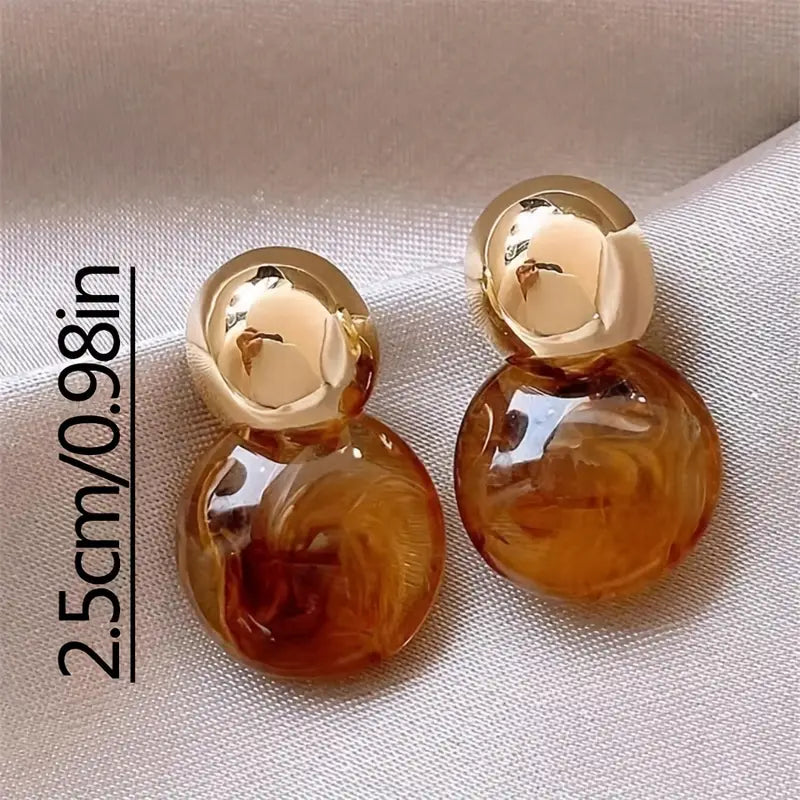 Pendientes Colgantes Aurélie Amber | Dorado
