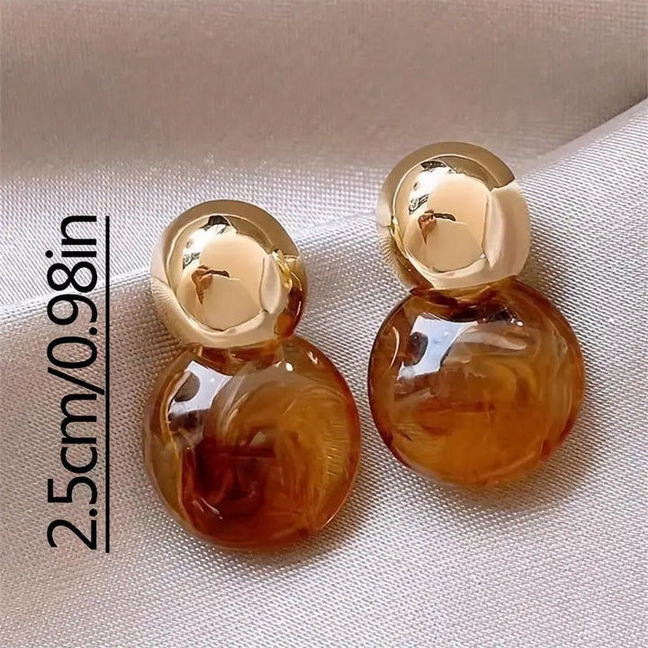 Pendientes Colgantes Aurélie Amber | Dorado