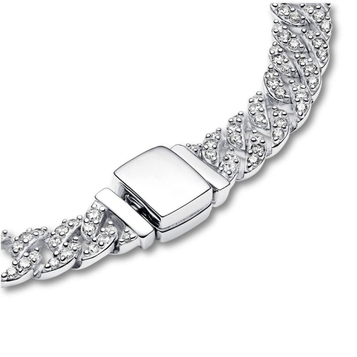 Pulsera pavé Cuban | Oro blanco