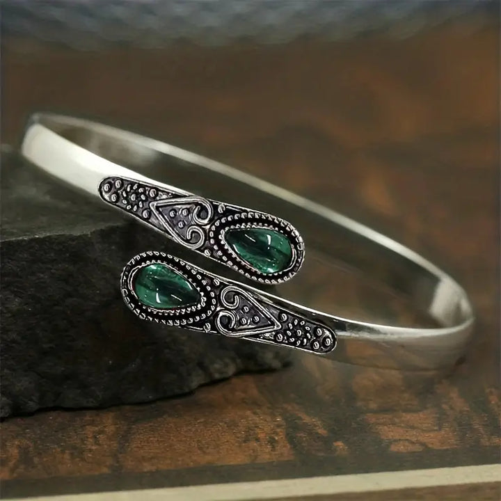 Pulsera Esmeralda Devereux | Oro blanco