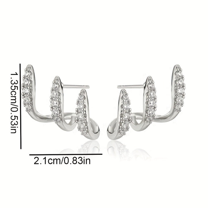 Pendientes de botón elegantes de strass con tres garras