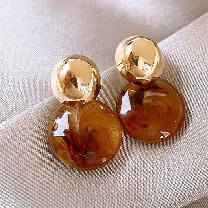 Pendientes Colgantes Aurélie Amber | Dorado