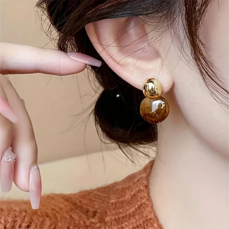 Pendientes Colgantes Aurélie Amber | Dorado