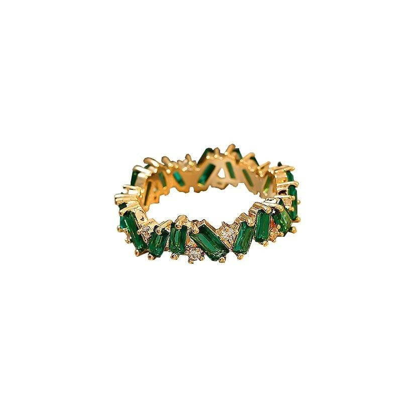 Anillo de banda Bohemia con esmeralda