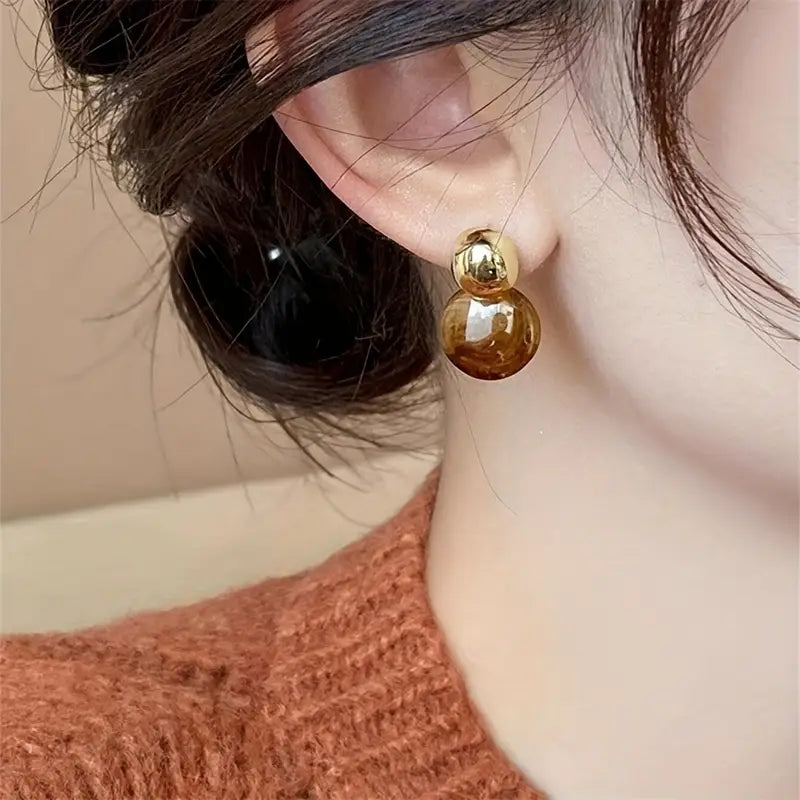 Pendientes Colgantes Aurélie Amber | Dorado