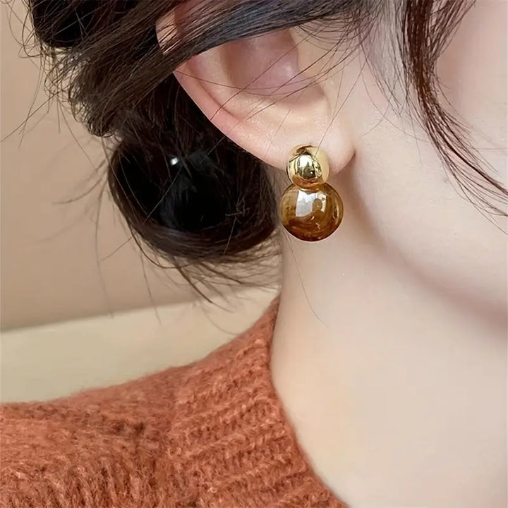 Pendientes Colgantes Aurélie Amber | Dorado
