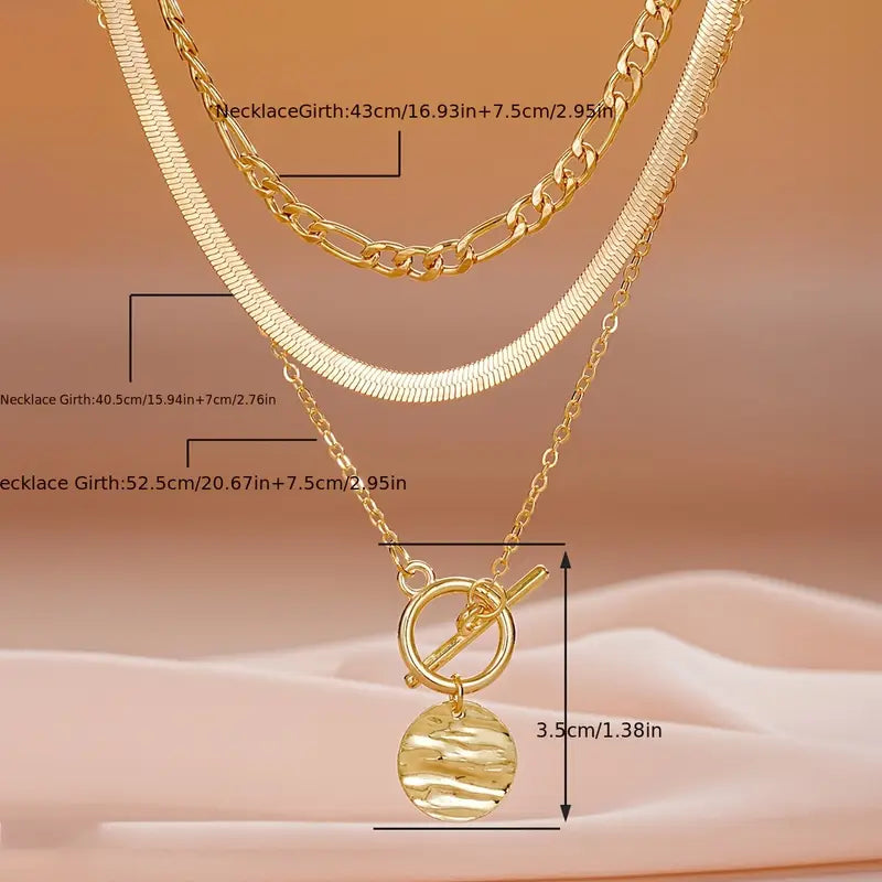 Collar de Capas de Moneda Texturizado Savira | Dorado