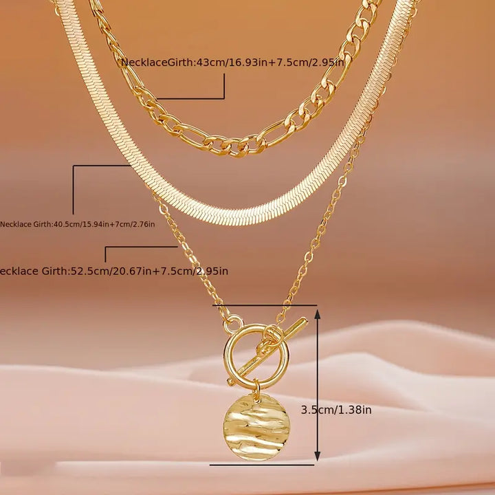 Collar de Capas de Moneda Texturizado Savira | Dorado
