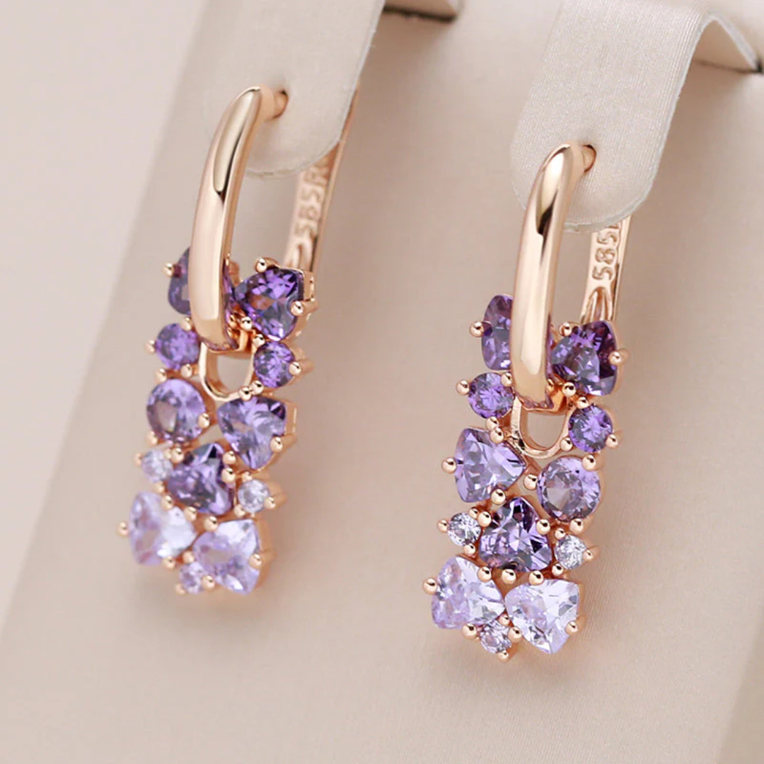 Pendientes de oro rosa de 18 quilates con amatistas