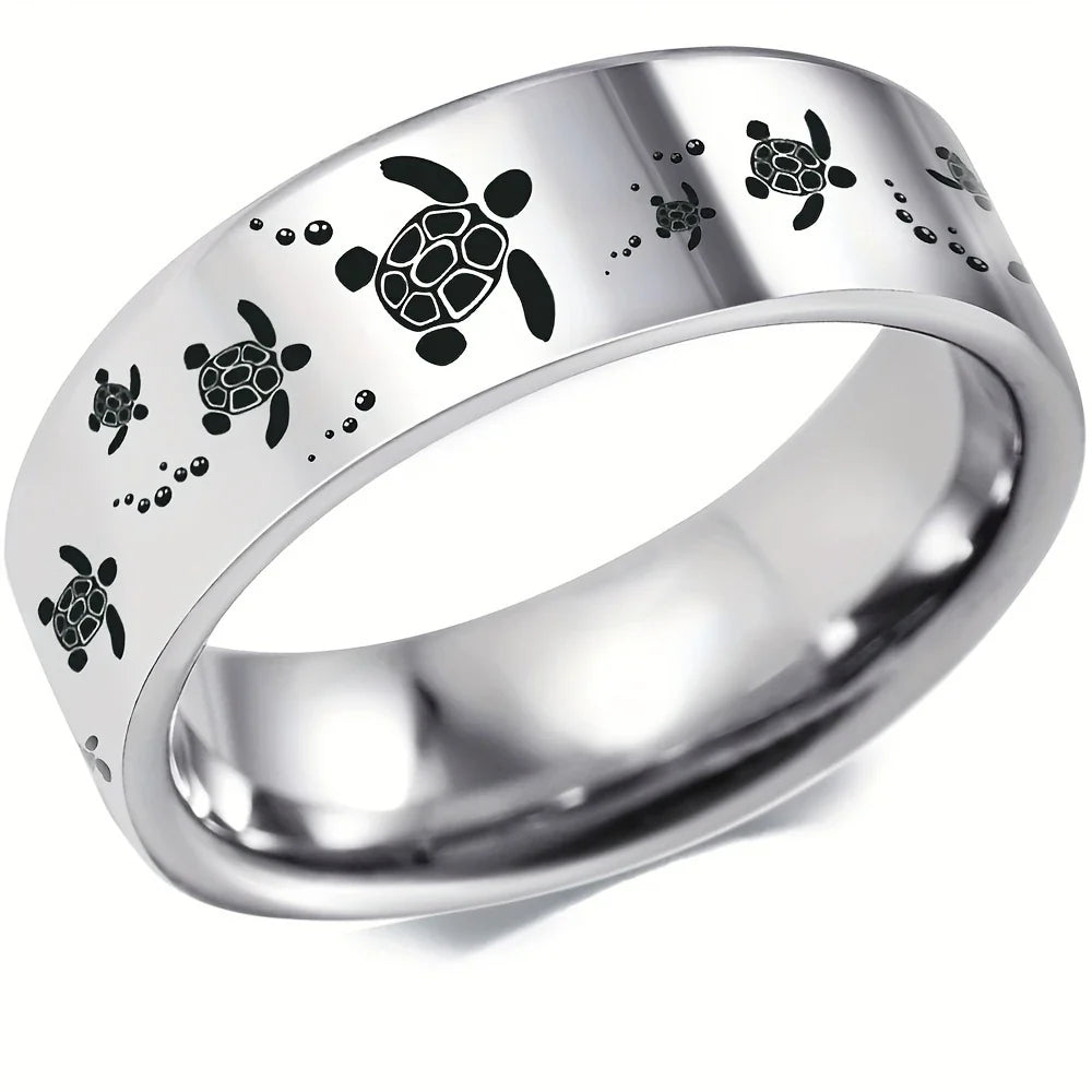 Anillo Elegante Tortuga Marina en Plata