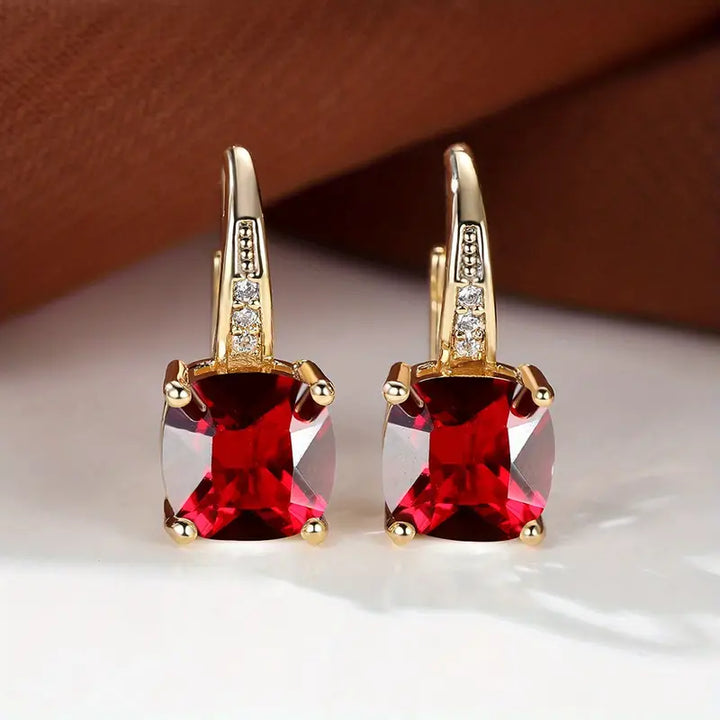 Pendientes aros de piedra Mystic Sapphire | Oro