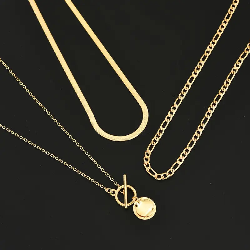 Collar de Capas de Moneda Texturizado Savira | Dorado