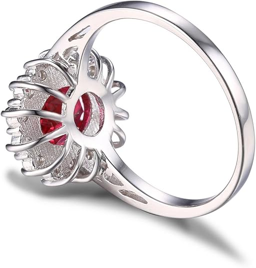 Anillo halo clásico de rubí | Oro blanco