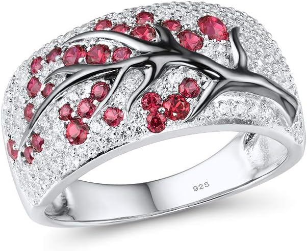 Anillo árbol floreciente de rubí | Oro blanco