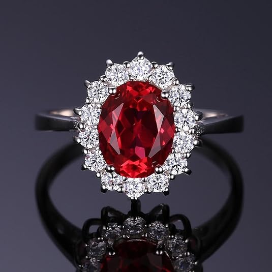 Anillo halo clásico de rubí | Oro blanco