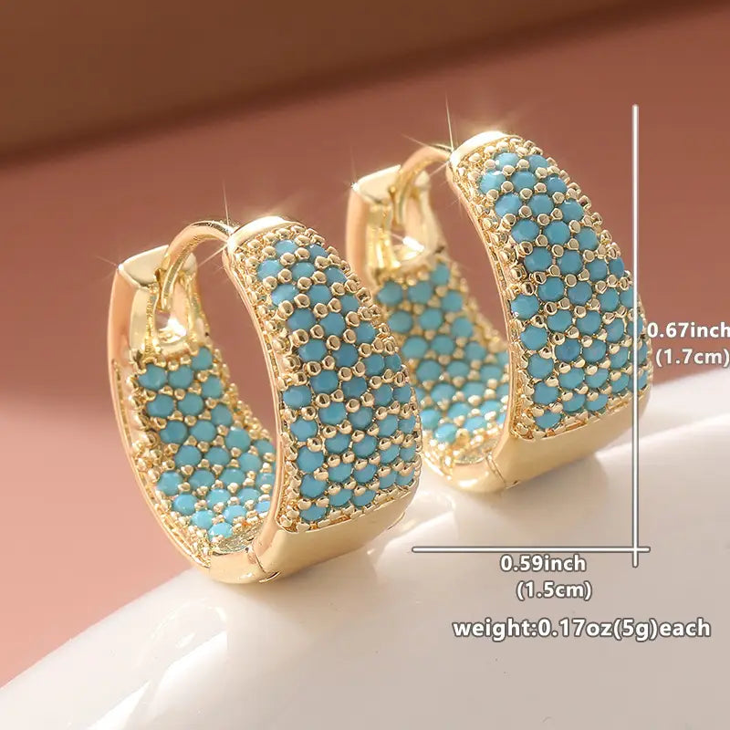 Pendientes de Aro de Cuentas Turquesas en Tono Dorado | Dorado