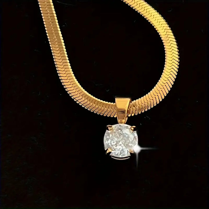 Collar de Colgante con Rhinestones Elegante | Dorado