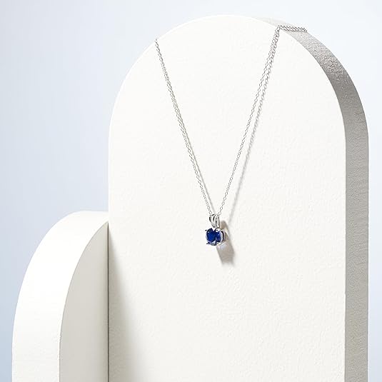 Collar de zafiro corte redondo | Oro blanco