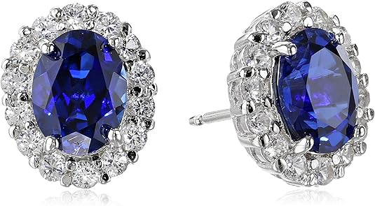 Pendientes de zafiro blanco oval | Oro blanco