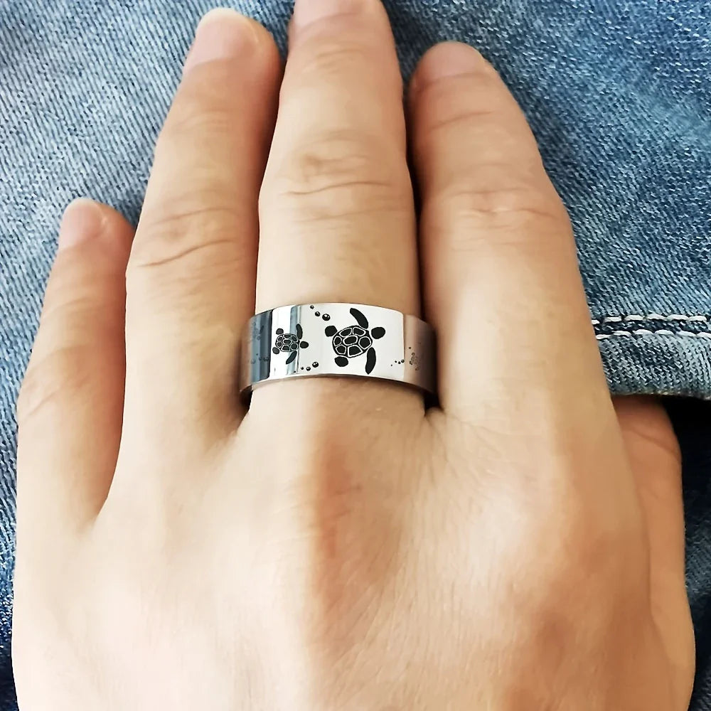 Anillo Elegante Tortuga Marina en Plata