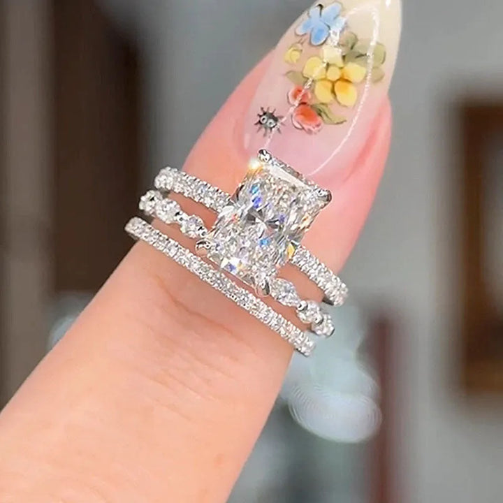 Set de 3 anillos de boda Jaily | Oro blanco