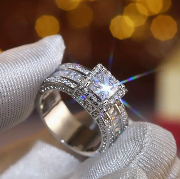 Anillo Dimanten Halo Circonitas