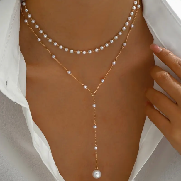 Elegante collar vintage de perlas de agua dulce