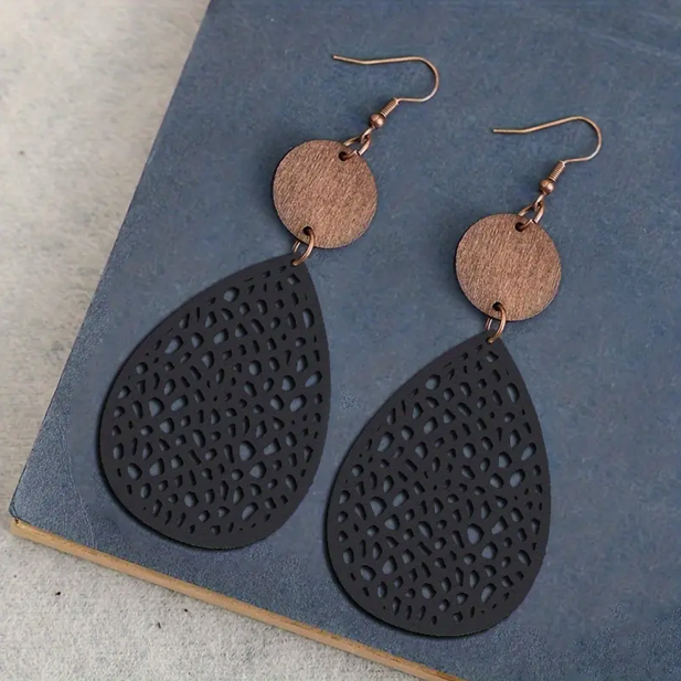 Pendientes colgantes de cuero vintage