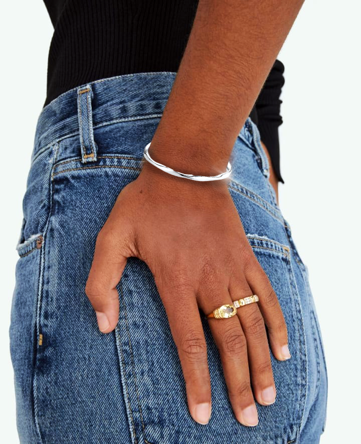 Pulsera gruesa de plata 925 ajustable de forma irregular