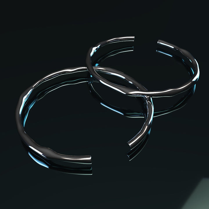 Pulsera gruesa de plata 925 ajustable de forma irregular