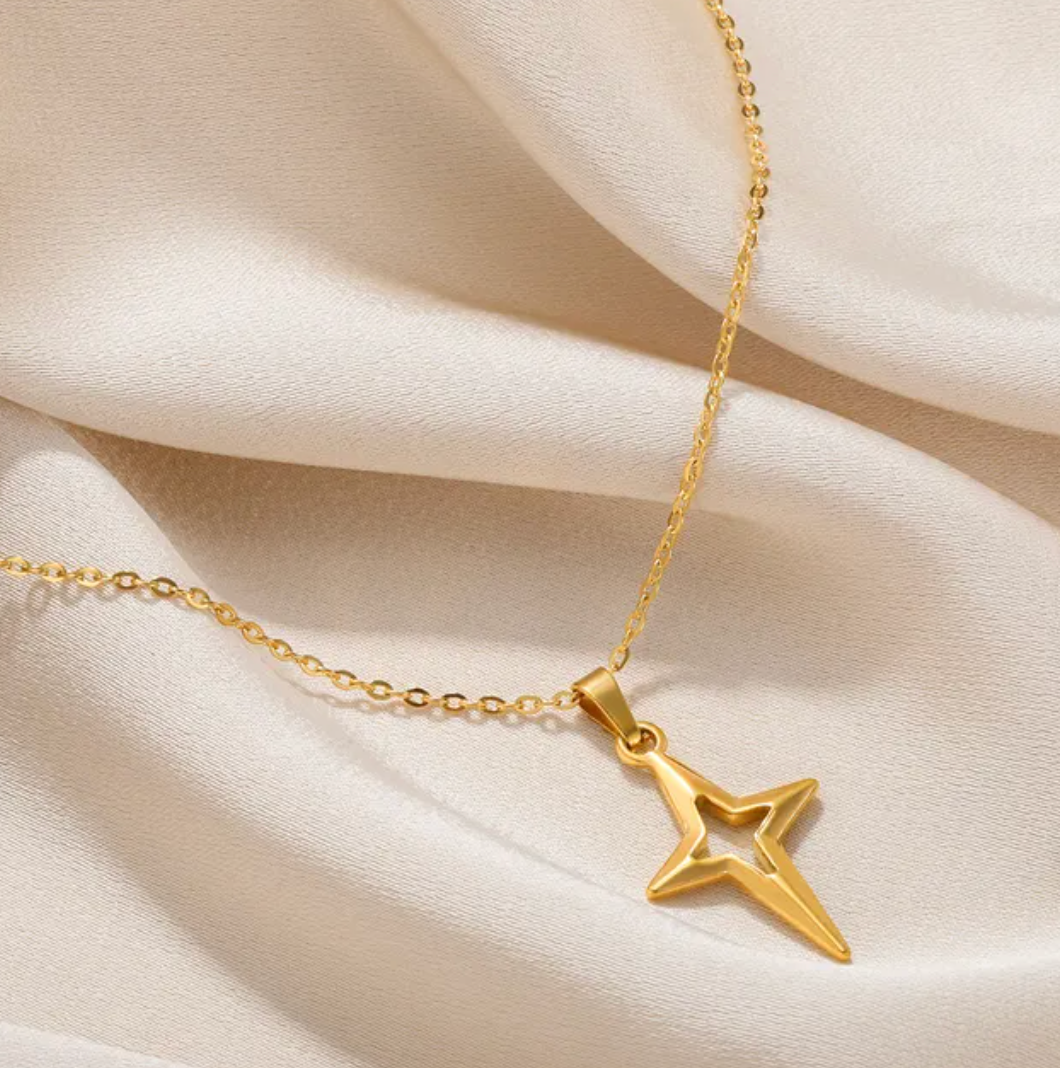 Collar chapado en oro de 18 quilates con estrella fugaz
