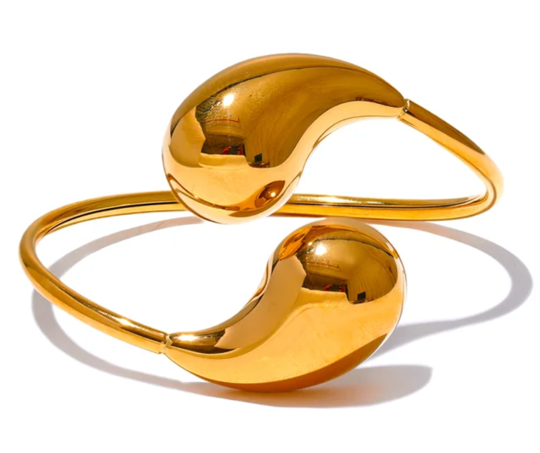 Pulsera Yin Yang chapada en oro de 18 quilates