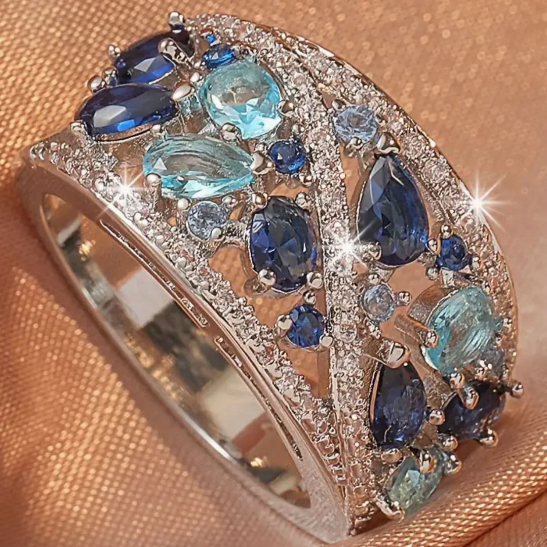Anillo Vintage de Zirconia Azul