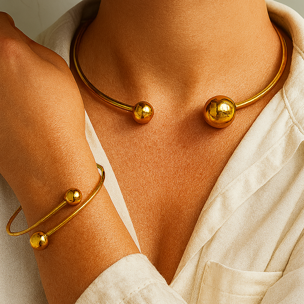 Set de Collar y Pulsera Minimalist Glow | Dorado