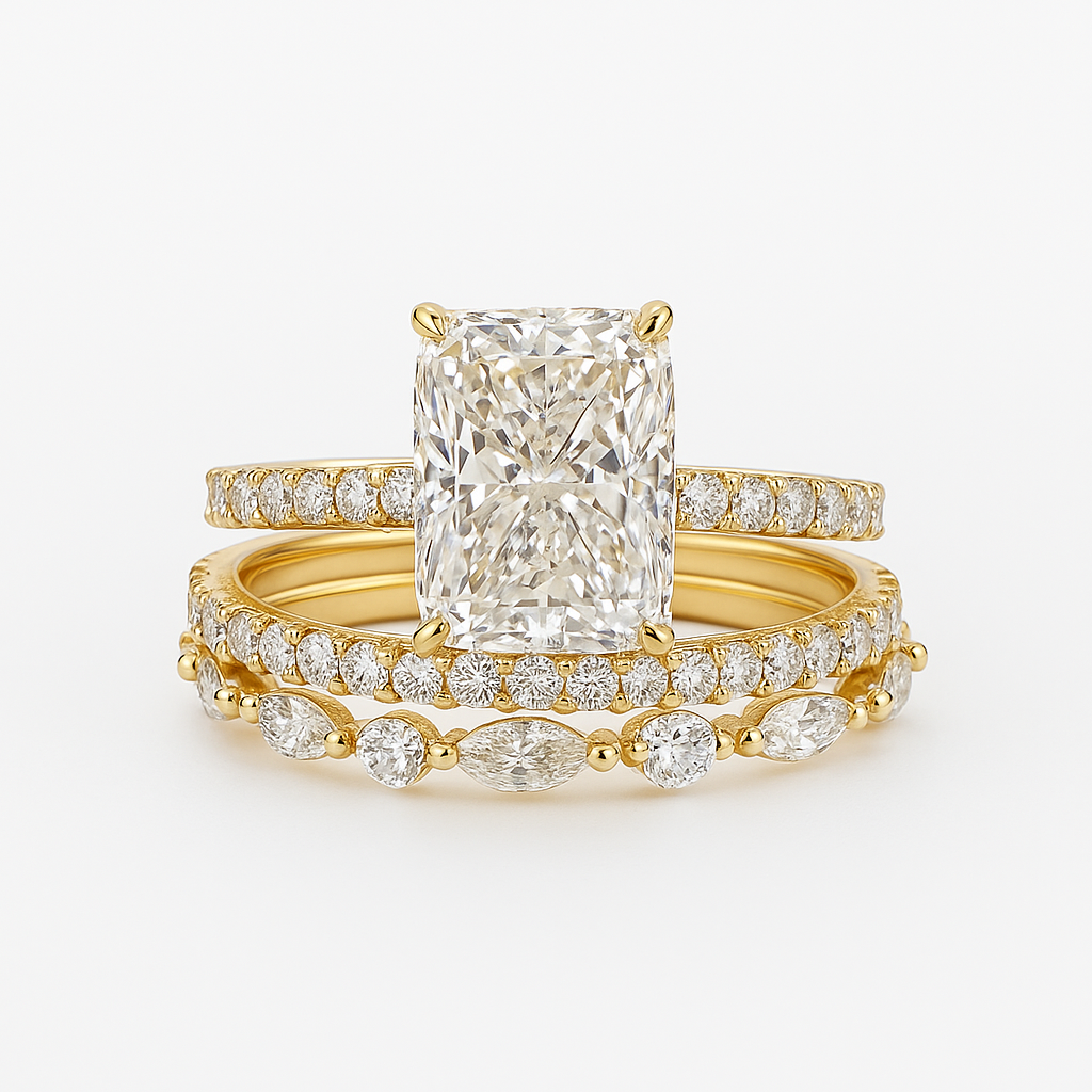Set de Anillos de Boda Jaily 3PC | Dorado