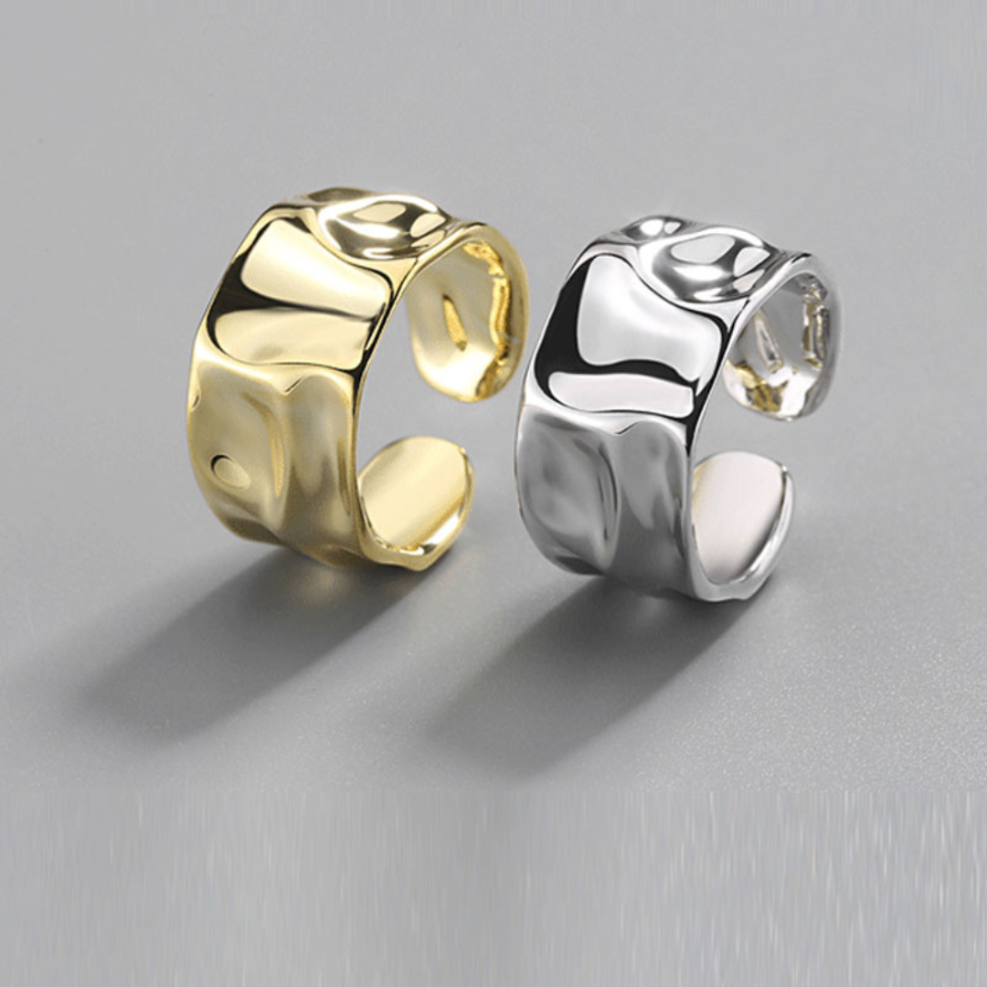 Anillo ancho asimétrico de plata 925